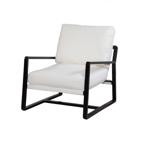 Costa Mesa Outdoor Accent Chair in White Fabric & Black Metal