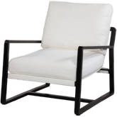 Costa Mesa Outdoor Accent Chair in White Fabric & Black Metal