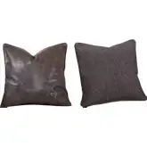 Luxe Down Throw Pillow 20x20 in Crystal Charcoal & Lil Twill Carbon Fabric (Set of 2)