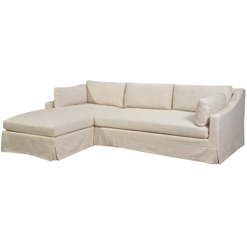 Dune Sectional Sofa w/ Left Facing Chaise in Focus Rice Ash Neutral Fabric
