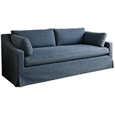 Dunne 84" Slipcover Sofa in Desi Blue Denim Fabric & Weathered Oak