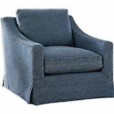 Dunne Slipcover Swivel Accent Chair in Desi Blue Denim Fabric