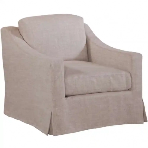 Dunne Swivel Accent Chair in Focus Rice Ash Neutral Fabric