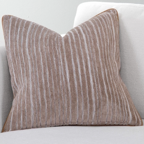 Luxe Down Throw Pillow 20x20 in Evie Putty Textured Fabric (Set of 2)
