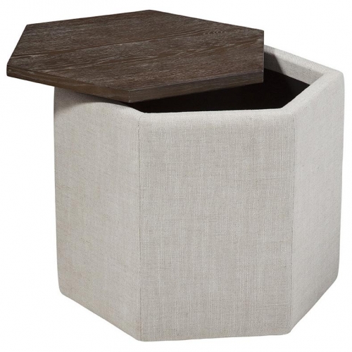 Fresno Storage Ottoman in Floris Linen Performance Fabric