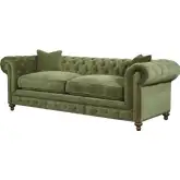 Greenwich 96" Sofa in Tufted Andrew Forest Green Velvet