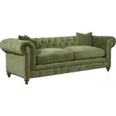 Greenwich 96" Sofa in Tufted Andrew Forest Green Velvet