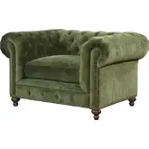 Greenwich Accent Arm Chair in Tufted Andrew Forest Green  Velvet