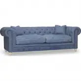 Greenwich 96" Chesterfield Sofa in Tufted Blue Denim Fabric