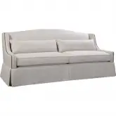 Halston Sofa in Natural Fabric with Skirt & Nailhead