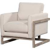 La Cienega Accent Chair in Data Cream Fabric & Gray Wood