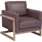 La Cienega Accent Chair in Parrot Gray Leather & Gray Wood