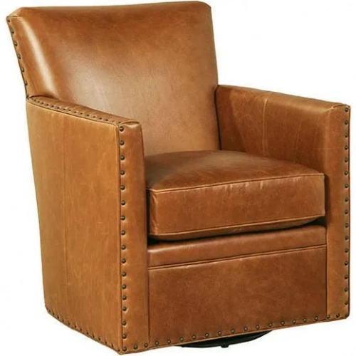 Logan Swivel Accent Chair in Trends Coffee Top Grain Leather
