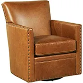 Logan Swivel Accent Chair in Trends Coffee Top Grain Leather