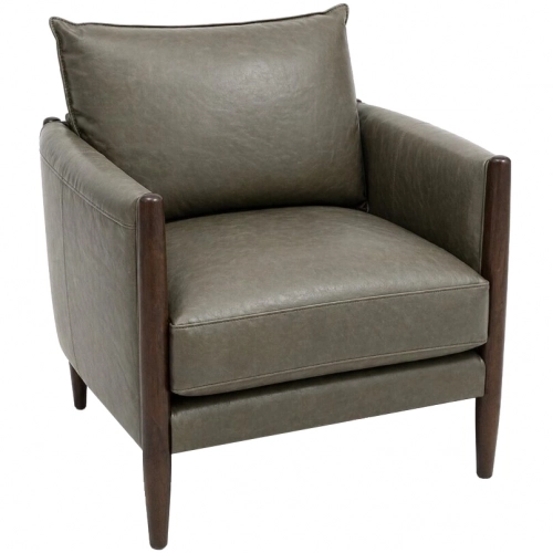 Marcella Accent Chair in Keystone Moss Green Top Grain Leather & Brown Oak
