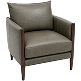 Marcella Accent Chair in Keystone Moss Green Top Grain Leather & Brown Oak