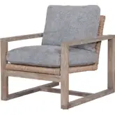 Melrose Accent Chair in Navigator Mineral Blue Fabric, Woven & Gray Wood