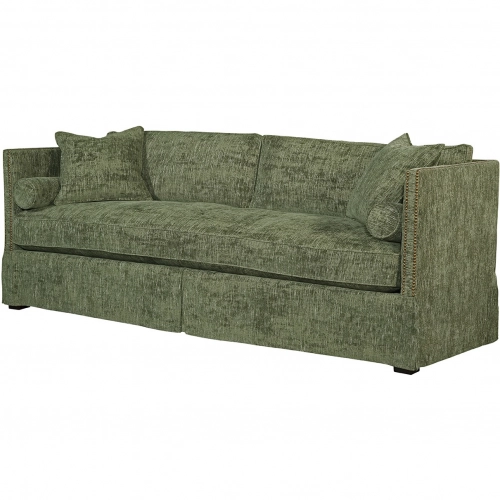 Morrison Sofa in Churchill Ivy Green Fabric w/ Old Gold Nailhead Trim