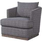 Mulholland Swivel Accent Chair in Jackie O Granite Gray Fabric