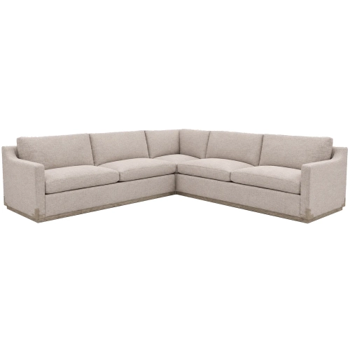 Nall 3 Piece Sectional Sofa in Friday Linen Neutral Fabric & Gray Oak