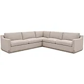 Nall 3 Piece Sectional Sofa in Friday Linen Neutral Fabric & Gray Oak