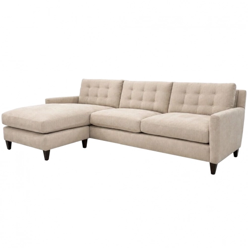 Oxford 2 Piece Sectional Sofa with Flex Chaise in Lambert Fog Fabric & Espresso
