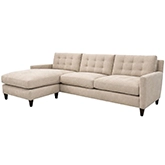Oxford 2 Piece Sectional Sofa with Flex Chaise in Lambert Fog Fabric & Espresso