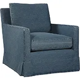Pasadena Slipcover Swivel Accent Chair in Desi Blue Denim Fabric