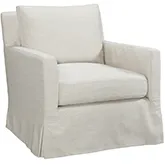 Pasadena Slipcover Swivel Accent Chair in Focus Pebble Neutral Fabric