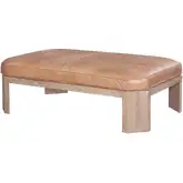 Patricia Ottoman in Crystal Sand Leather & Natural Gray Wood