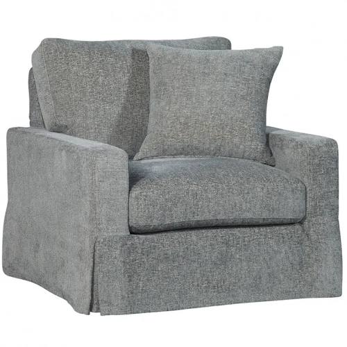 Peyton Slipcover Swivel  Accent Chair in Plushtone Mineral Gray Fabric