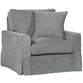 Peyton Slipcover Swivel  Accent Chair in Plushtone Mineral Gray Fabric