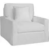 Peyton Slipcover Swivel Accent Chair in Genoa Artic Neutral Fabric