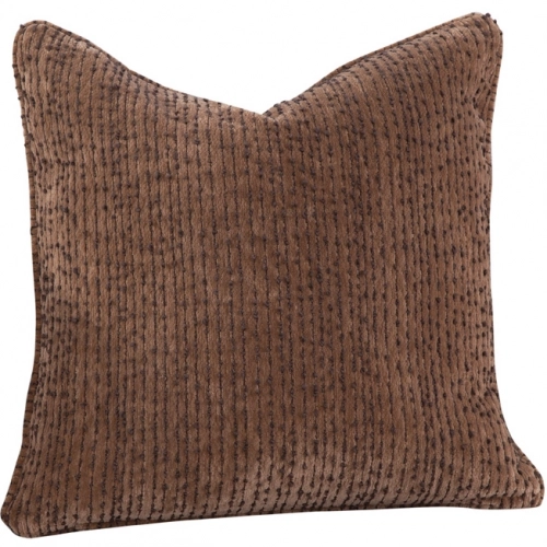 Luxe Down Throw Pillow 20x20 in Poem Oatmeal Brown Stripe Textured Fabric (Set of 2)