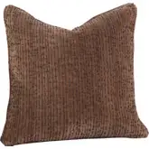 Luxe Down Throw Pillow 20x20 in Poem Oatmeal Brown Stripe Textured Fabric (Set of 2)