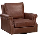 Shelley Swivel Accent Chair in Chaps Havana Brown Leather