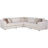 Ventura 5 Piece L Sectional Sofa in Norse Bone Neutral Fabric