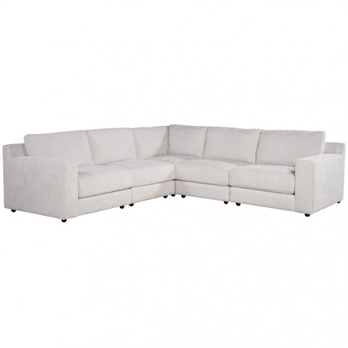 Ventura 5 Piece L Sectional Sofa in Norse Bone Neutral Fabric