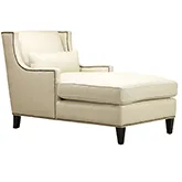 Ava Chaise in Natural Fabric with Old Gold Nailhead Trim