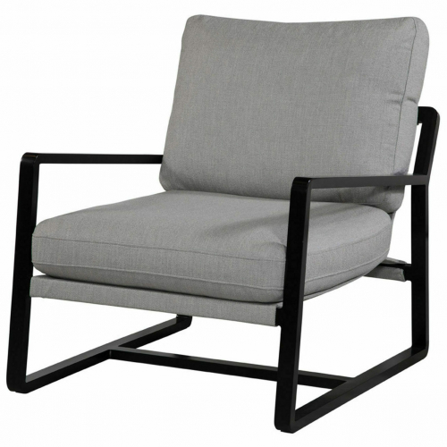 Costa Mesa Outdoor Accent Chair in Makar Shadow Gray Fabric & Black Metal