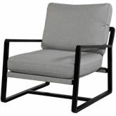 Costa Mesa Outdoor Accent Chair in Makar Shadow Gray Fabric & Black Metal