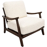 Hayley Accent Arm Chair in Sheepskin Style Natural Fabric & Brown Oak