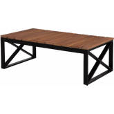 Mendocino Outdoor Coffee Cocktail Table in Teak & Black Metal