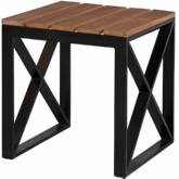 Mendocino Outdoor End Table in Teak & Black Metal