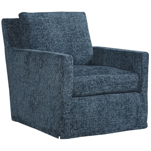 Pasadena Slipcover Swivel Accent Chair in Norse Lake Blue Fabric