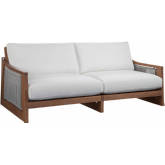 Sacramento Outdoor Sofa in Solid White Fabric, Teak & Rope