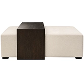 Strada Cocktail Ottoman with Table in Floris Linen & Brown Oak