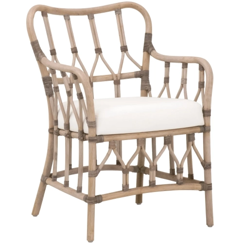 Caprice Dining Chair in Rattan & Neutral Fabric (Set of 2)