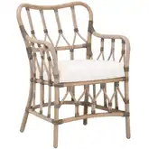 Caprice Dining Chair in Rattan & Neutral Fabric (Set of 2)