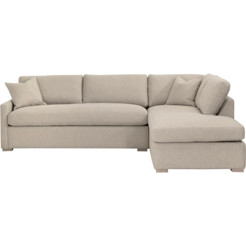 Clara 112" Queen Sleeper Sectional Sofa w/ Right Chaise in Jute Boucle Fabric